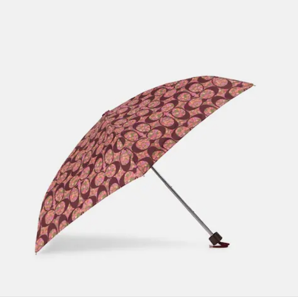 NWT | COACH Mini Umbrella In Signature Posey Cluster Print